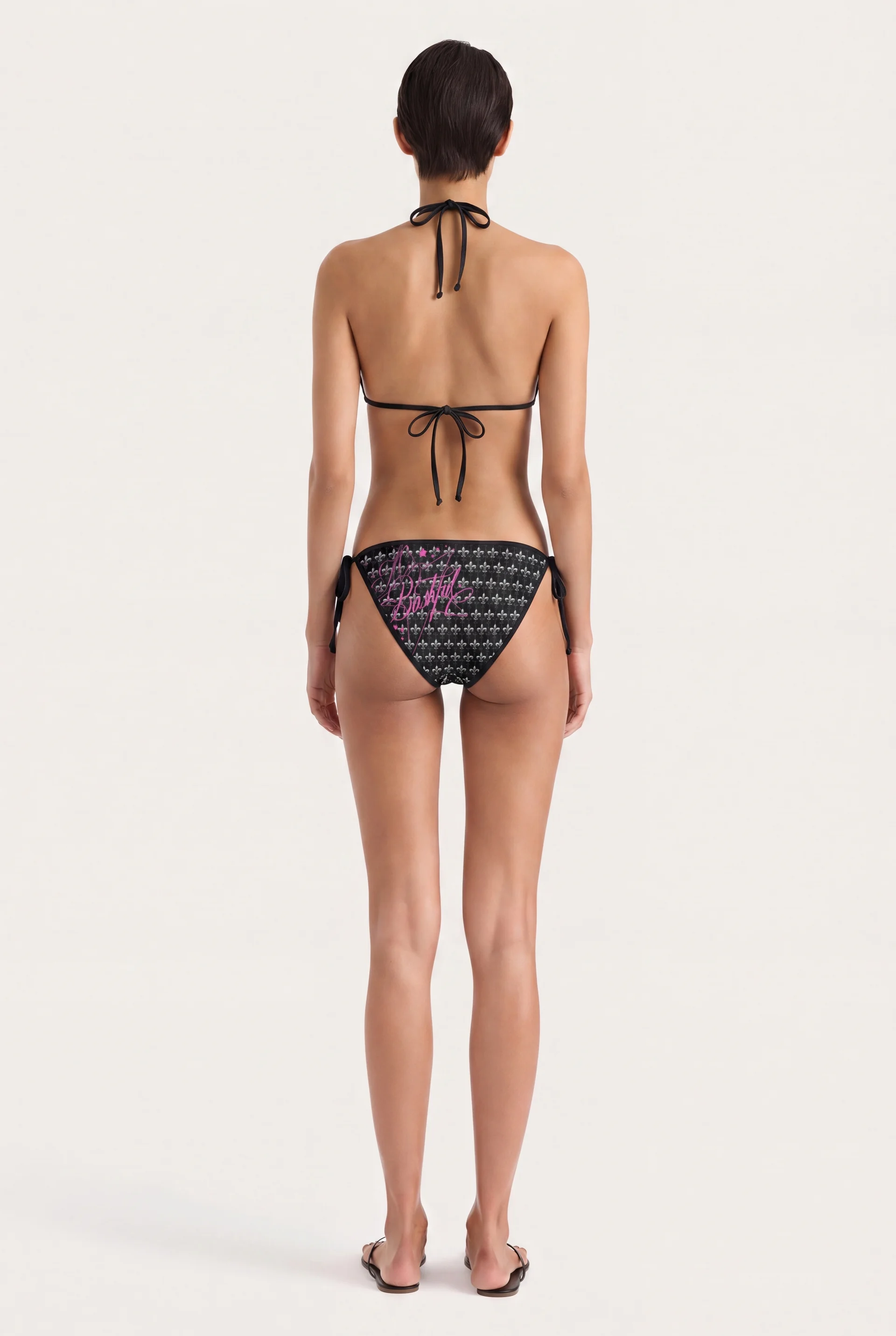 Pink Cross Pattern Bikini Set